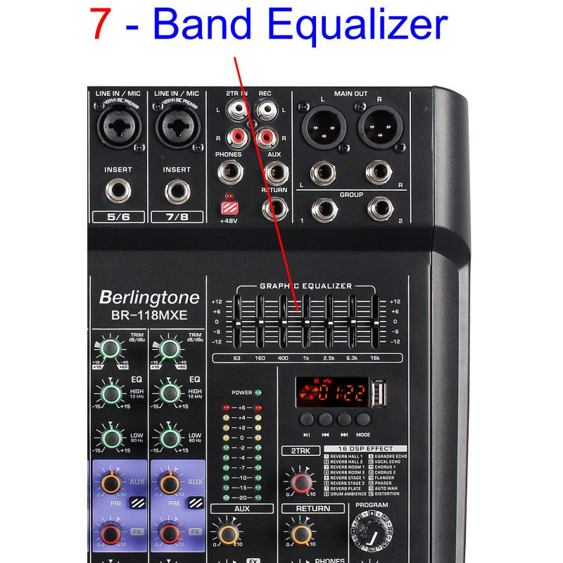 Berlingtone BR118MX, 8 Channel Bluetooth Studio Audio Mixer DJ