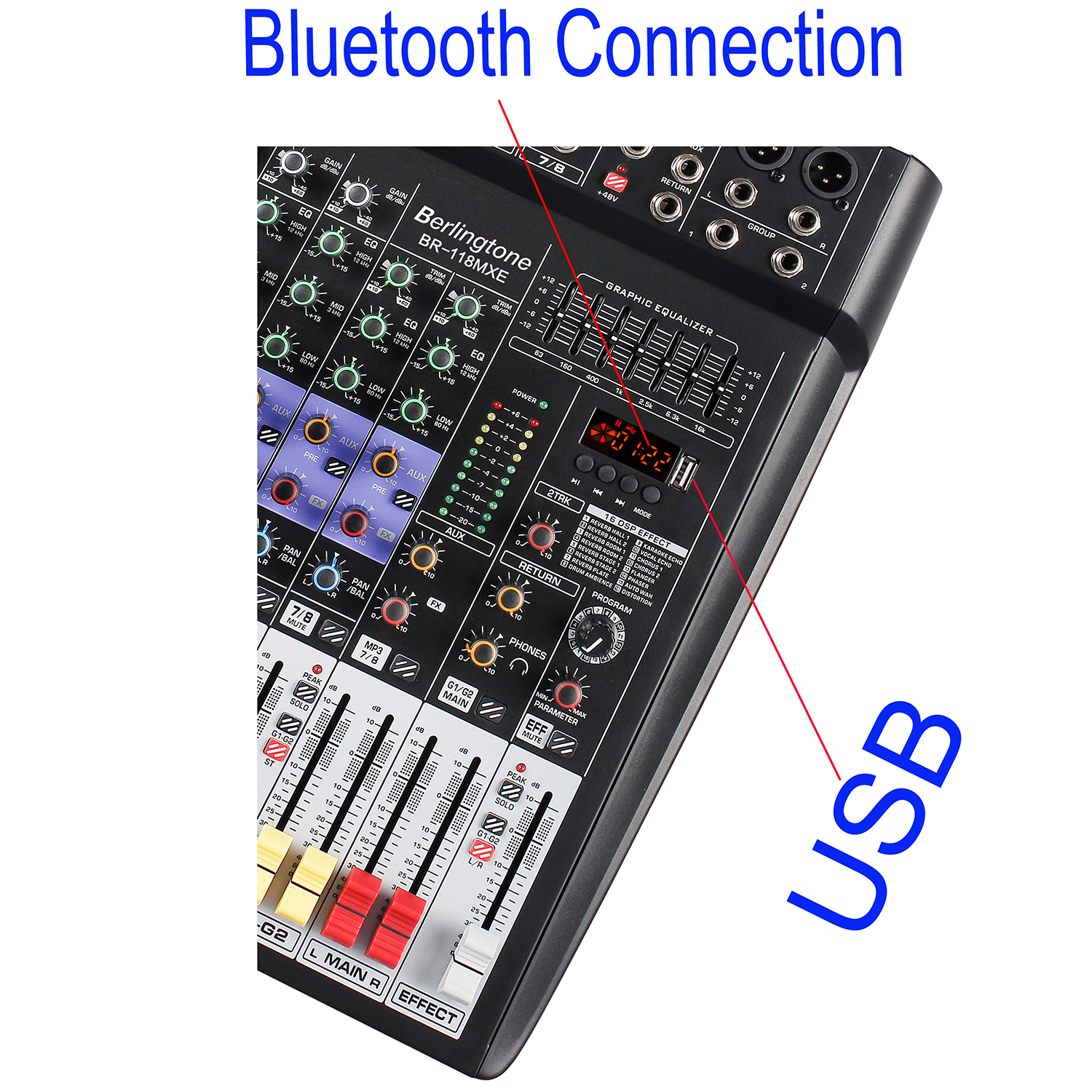 Berlingtone BR-118MX, 8- Channel Bluetooth Studio Audio Mixer - DJ