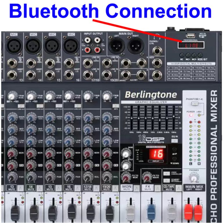 Berlingtone BR166MX, 16 Channel Bluetooth Studio Audio Mixer DJ