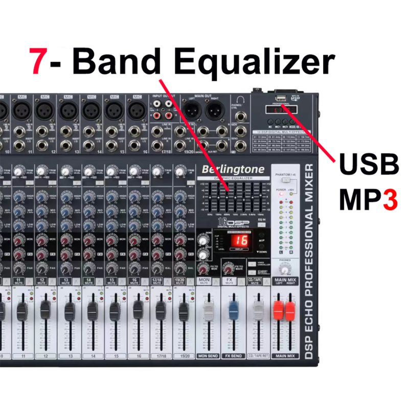 Berlingtone BR-166MX, 16- Channel Bluetooth Studio Audio Mixer - DJ ...