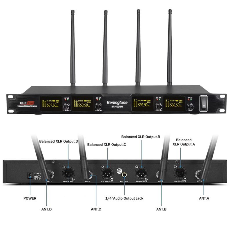 BerlingtoneBR400UM, Professional 4Channel UHF Wireless Microphone