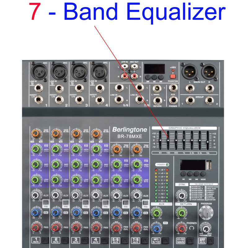 Berlingtone BR78MX, 8 Channel Bluetooth Studio Audio Mixer DJ