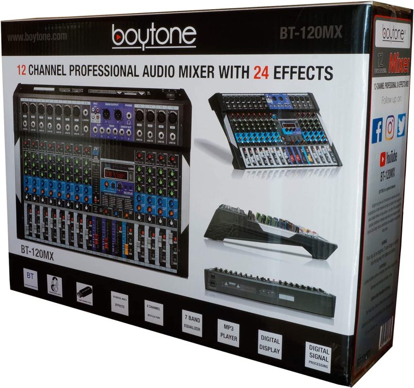 BT120MX, 12 Channel Bluetooth Studio Audio Mixer DJ Sound