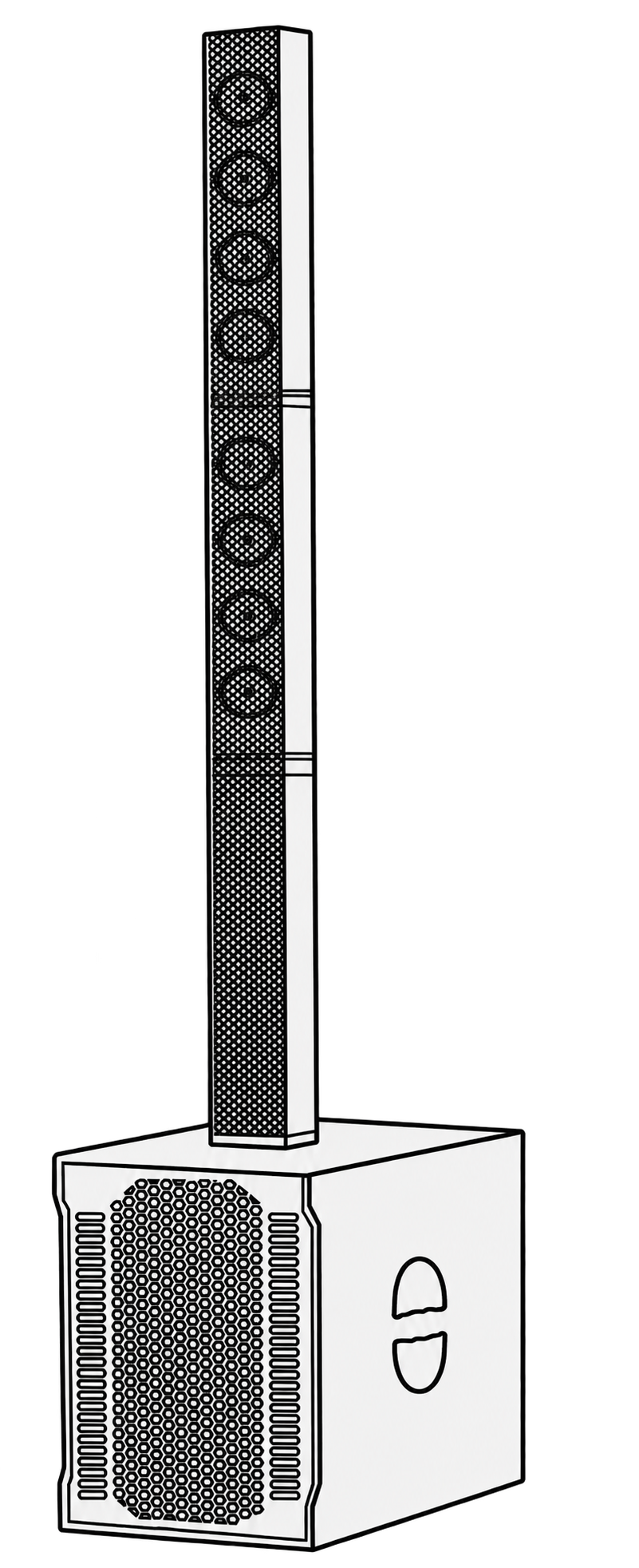 Portable Column PA System, 12" Powered Subwoofer, Built-in DSP, with 8x3 full rang speaker TWS Bluetooth - Image 3