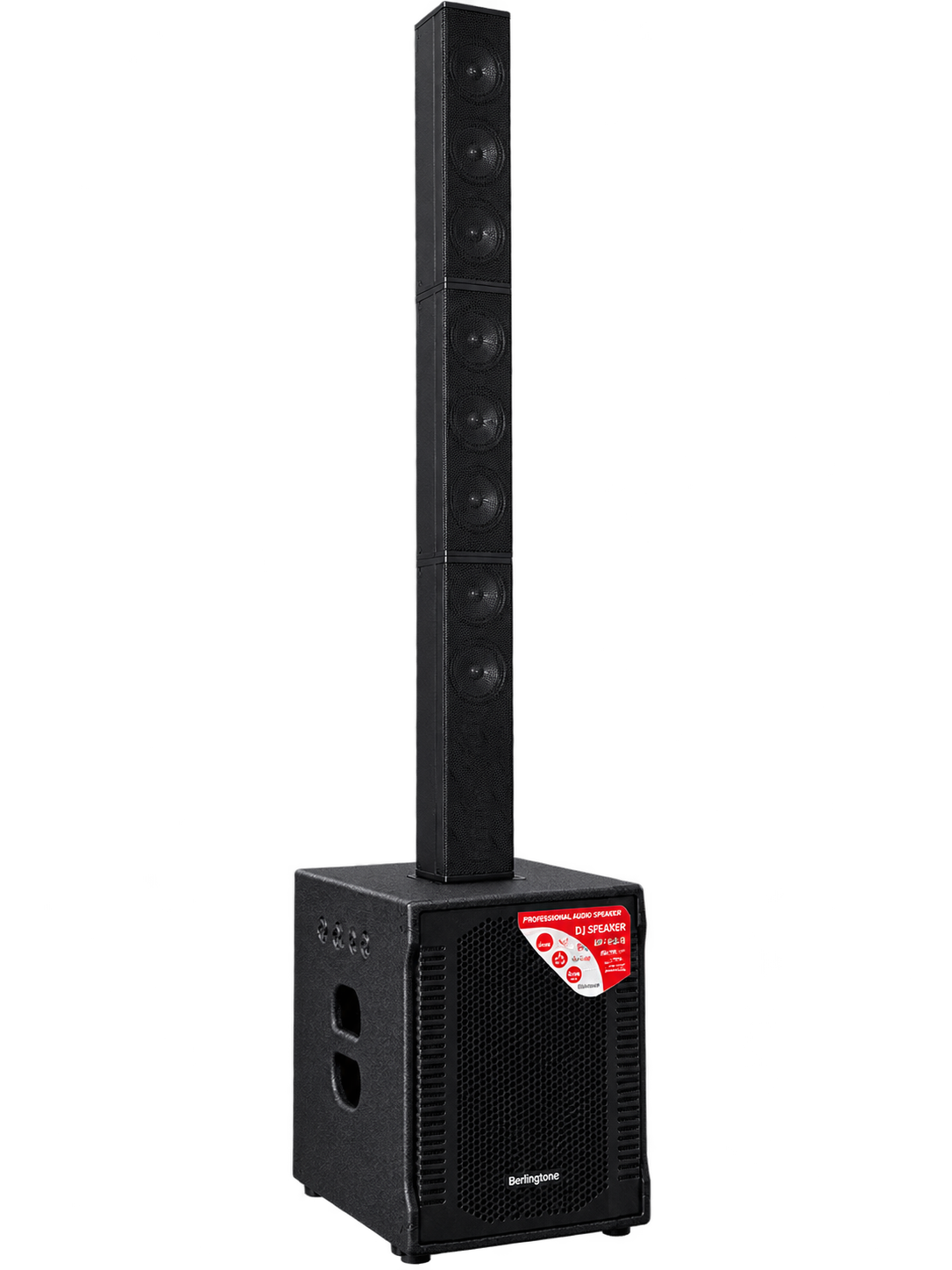 Portable Column PA System, 12" Powered Subwoofer, Built-in DSP, with 8x3 full rang speaker TWS Bluetooth